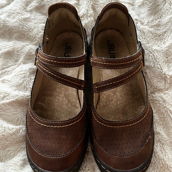 JBU Shoes - JBU Women's Chocolate Brown Mary Jane Flats Sz 6 Vegan Leather